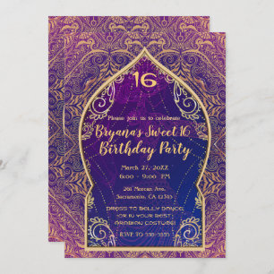 Paarse & Gouden Marokkaanse Arabische Buik Dancing Kaart