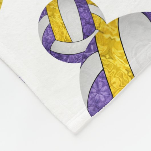 paarse gouden meisjes volleybalteam kleuren monogr fleece deken (Hoek)