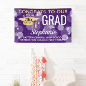 Paarse Gouden Moderne Bubble Gefeliciteerd Afstude Spandoek (Insitu)