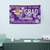 Paarse Gouden Moderne Bubble Gefeliciteerd Afstude Spandoek (Beurs)