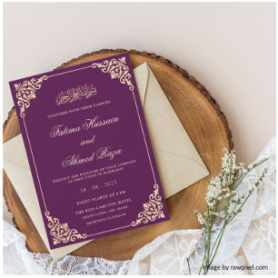 Paarse gouden Nikah islamitische bruiloft Kaart