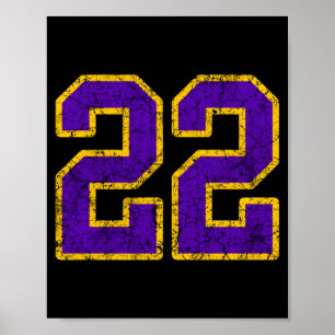 Paarse gouden nummer 22 shirt speler uniform #22 poster
