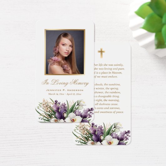 Paarse gouden orchidee begrafenis gebed Kaarten Visitekaartje (Bureau)