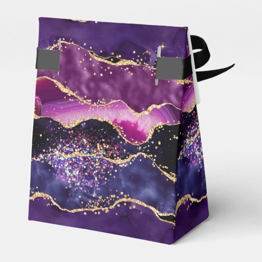 Paarse gouden pailletten agaat lief zestien dank u bedankdoosjes (Achterkant)