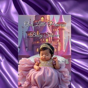 Paarse Gouden Prinses Baby Shower Kasteel Kaart