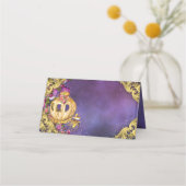 Paarse Gouden Prinses Carriage Table Plaatskaarten (Achterkant)