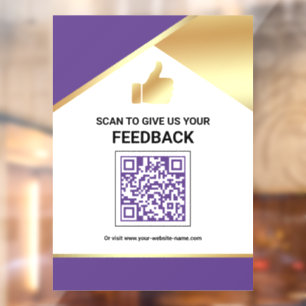 Paarse Gouden QR-code Klantfeedback Beoordeling Raamsticker
