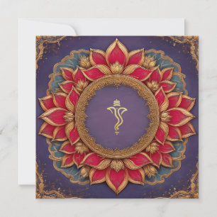 Paarse gouden roze Lotus Indian Ganesh bruiloft Kaart
