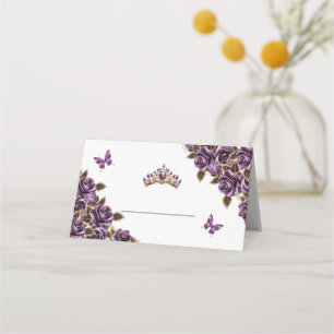 Paarse Gouden Rozen Vlinder Plaatskaart