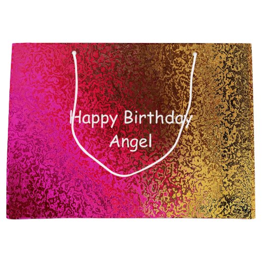 Paarse & Gouden Schaduw Gelukkige Verjaardagsnaam Groot Cadeauzakje (Voorkant)