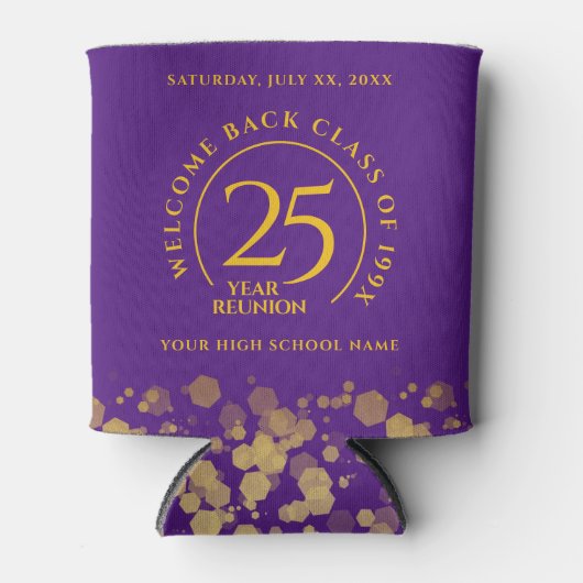 Paarse & Gouden School College Class Reunion Blikjeskoeler (Voorkant)