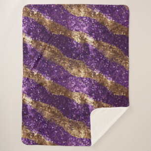 Paarse Gouden Sparkle Glitter Girly Sherpa Deken