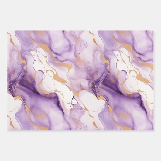 Paarse Gouden Sparkle Glitter Girly Stripes Verjaa Inpakpapier Vel (Voorkant 3)