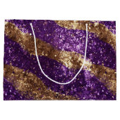 Paarse Gouden Sparkle Glitter Verjaardag Groot Cadeauzakje (Achterkant)