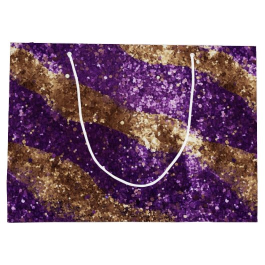 Paarse Gouden Sparkle Glitter Verjaardag Groot Cadeauzakje (Achterkant)