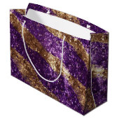 Paarse Gouden Sparkle Glitter Verjaardag Groot Cadeauzakje (Achterkant Gekanteld)