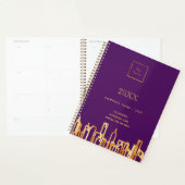 Paarse gouden stad skyline business logo 2026 planner (Display)