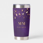 Paarse gouden sterren aangepaste monogram initiale geïsoleerde drinkbeker (Achterkant)