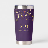Paarse gouden sterren aangepaste monogram initiale geïsoleerde drinkbeker (Voorkant)