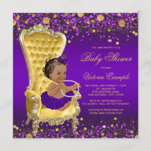 Paarse Gouden Stoel Etnische Ballerina Baby Shower Kaart
