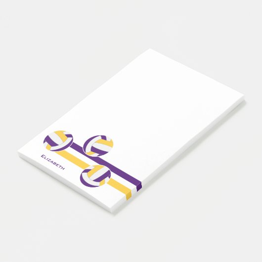 paarse gouden strepen volleybal speler naam post-it® notes (Schuin)