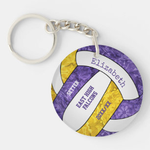 paarse gouden teamkleuren gepersonaliseerd volleyb sleutelhanger