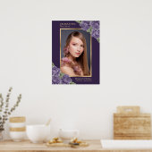 Paarse Gouden Viering van het Leven Foto Rouwkaart Poster (Keuken)