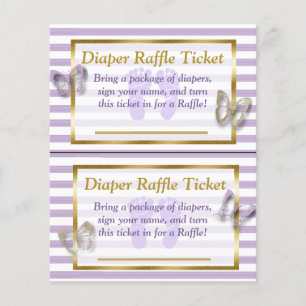 Paarse & Gouden Vlinder Baby Shower Luier Raffle Flyer