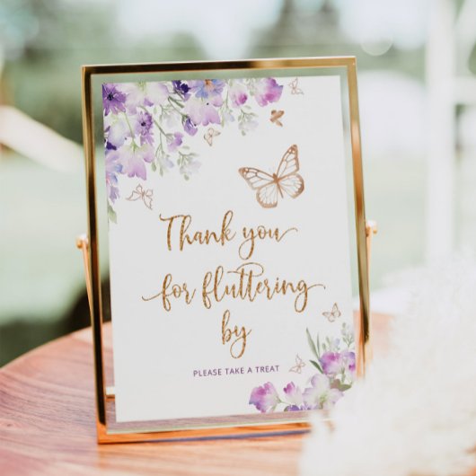 Paarse gouden vlinder Hartelijk dank voor uw vlott Poster