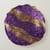 Paarse gouden vlinders glitter rond kussen (Achterkant)