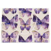 Paarse gouden vlinders verjaardag groot cadeauzakje (Voorkant)