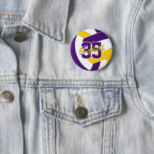 paarse gouden volleybal team kleuren ronde button 5,7 cm