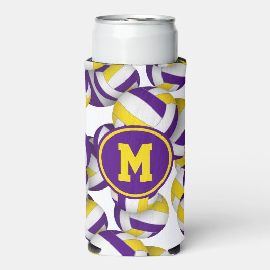Paarse gouden volleyballen patroon monogram (Seltzer Voorkant)
