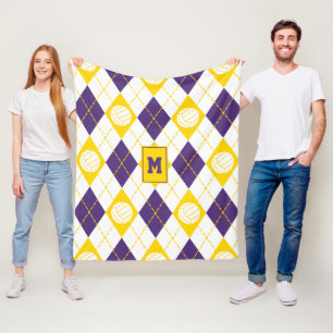 paarse gouden volleybalplokleuren argyle fleece deken