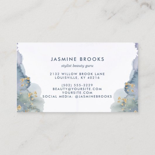 Paarse gouden Waterverf Visitekaartje (Achterkant)