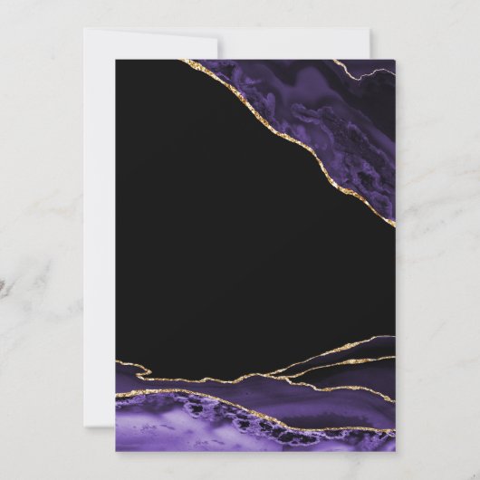 Paarse Gouden Zwarte Agaat Marmeren Quinceanera Kaart (Achterkant)