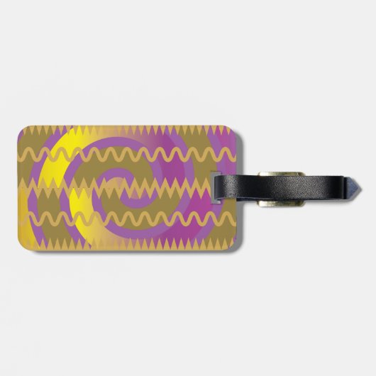Paarse gouden zwenkgolven Chevron Pattern Bagagelabel (Achterkant horizontaal)