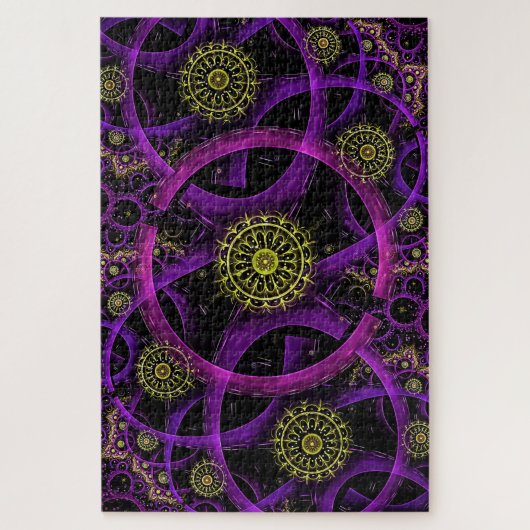 paarse goudfractale puzzel legpuzzel (Verticaal)