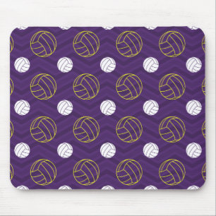 Paarse, goudgeel, wit, volleybalchevron muismat