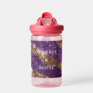 Paarse goudglitter waterfles