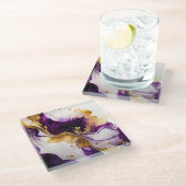 Paarse goudinfusie glazen onderzetter (Schuin)