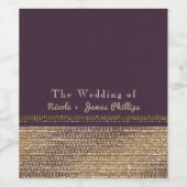 Paarse goudkleurige mousserende glam-partijetikett wijn etiket (Enkel label)