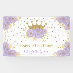  Paarse goudkroonprinses Birthday Spandoek