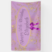 Paarse goudolie 50e verjaardag spandoek (Verticaal)