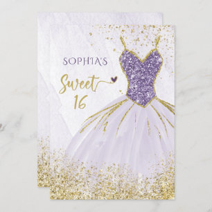 Paarse goudsparkle Dress Sweet 16 jaar Kaart