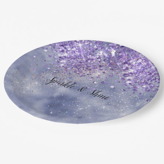 Paarse goudsparkle papieren bordje (Gekanteld)