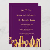 Paarse goudstad skyline kaart (Voorkant / Achterkant)