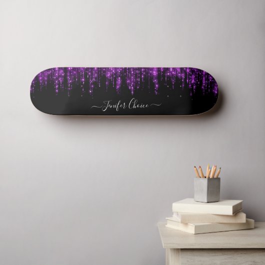 Paarse gradiënt Aangepaste naam Skateboard (Muurkunst (Horizontaal))