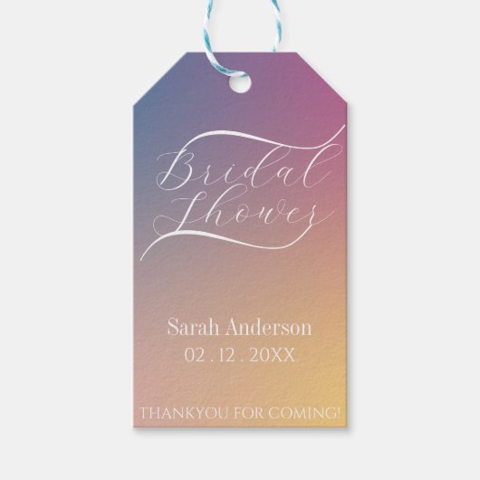 Paarse Gradient Classy Modern Script Vrijgezellenf Cadeaulabel (Voorkant)