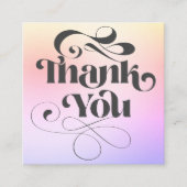 Paarse gradiënt cool retro script orde dank u vierkante visitekaartje (Voorkant)